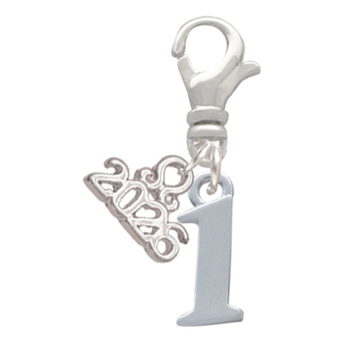 Silver Plated Number - 1 - Silver Plated Clip on Charm with Mini Year 2026: Year to Remember Jewelry Gift - Celebrations