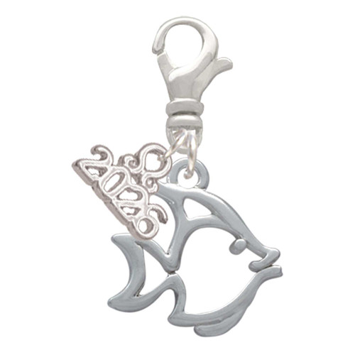 Silver Plated 2-D Open Angel Fish - Silver Plated Clip on Charm with Mini Year 2026: Year to Remember Jewelry Gift - Celebrations