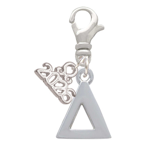Silver Plated Large Greek Letter - Delta - Silver Plated Clip on Charm with Mini Year 2026: Year to Remember Jewelry Gift - Celebrations