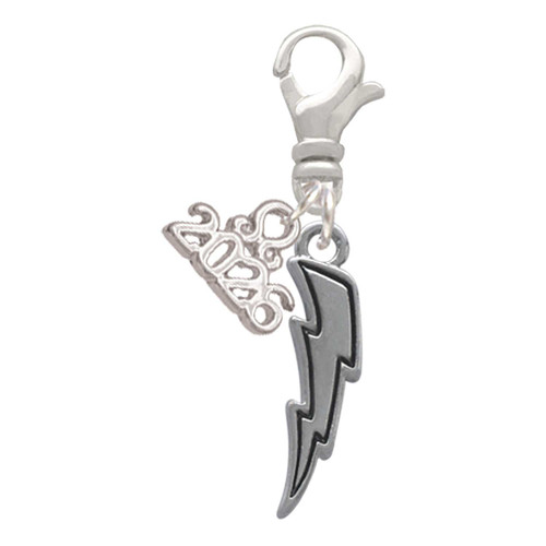 Silver Plated Lightning Bolt - Silver Plated Clip on Charm with Mini Year 2026: Year to Remember Jewelry Gift - Celebrations