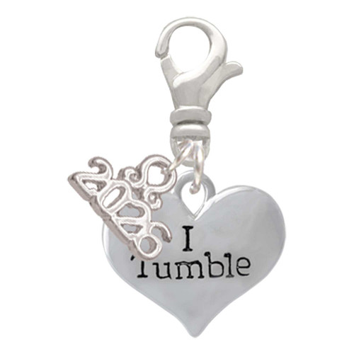 Silver Plated I Tumble Heart - Silver Plated Clip on Charm with Mini Year 2026: Year to Remember Jewelry Gift - Celebrations