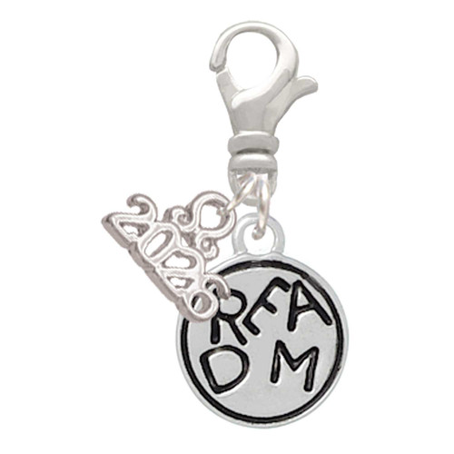 Silver Plated Dream in Circle - Silver Plated Clip on Charm with Mini Year 2026: Year to Remember Jewelry Gift - Celebrations