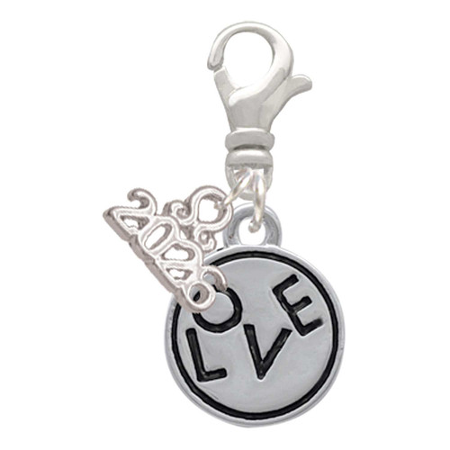 Silver Plated Love in Circle - Silver Plated Clip on Charm with Mini Year 2026: Year to Remember Jewelry Gift - Celebrations