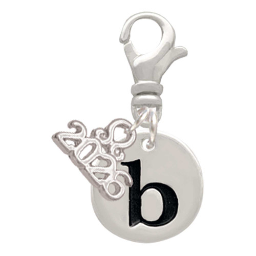 Silver Plated Disc Initial - b - Silver Plated Clip on Charm with Mini Year 2026: Year to Remember Jewelry Gift - Celebrations