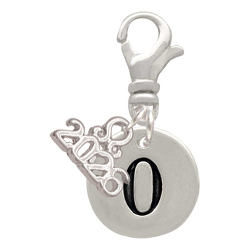 Silver Plated Disc Number - 0 - Silver Plated Clip on Charm with Mini Year 2026: Year to Remember Jewelry Gift - Celebrations