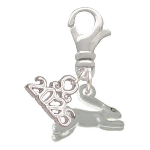 Leaping Rabbit - Silver Plated Clip on Charm with Mini Year 2026: Year to Remember Jewelry Gift - Celebrations