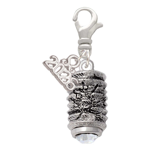 Cherry Blossom Chinese Lantern - Silver Plated Clip on Charm with Mini Year 2026: Year to Remember Jewelry Gift - Celebrations