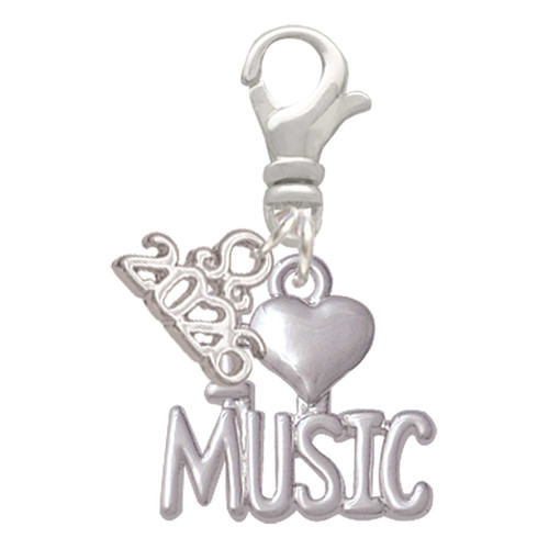 I 'Heart' Music - Silver Plated Clip on Charm with Mini Year 2026: Year to Remember Jewelry Gift - Celebrations