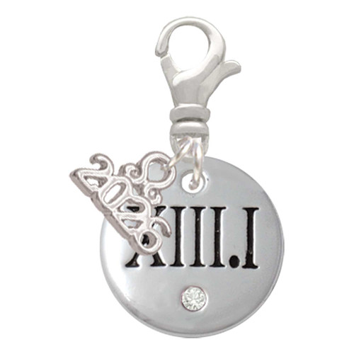 Silver Plated Half Marathon with Clear Crystal Roman Numeral - Silver Plated Clip on Charm with Mini Year 2026: Year to Remember Jewelry Gift - Celebrations
