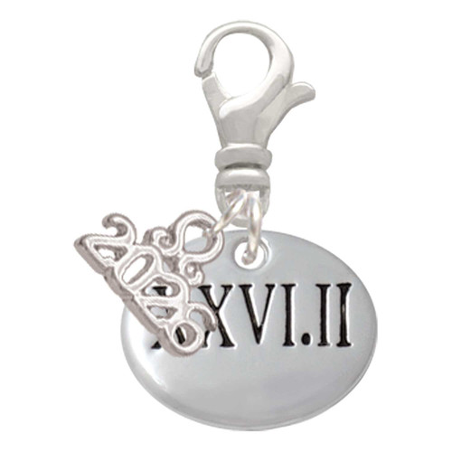 Marathon Roman Numeral - Silver Plated Clip on Charm with Mini Year 2026: Year to Remember Jewelry Gift - Celebrations