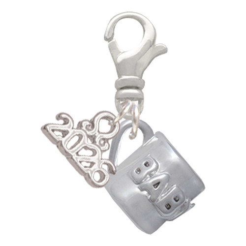 Silver Plated Baby Cup with Crystal - Silver Plated Clip on Charm with Mini Year 2026: Year to Remember Jewelry Gift - Celebrations