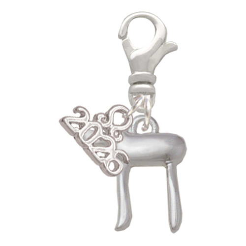 Silver Plated Chai - Silver Plated Clip on Charm with Mini Year 2026: Year to Remember Jewelry Gift - Celebrations