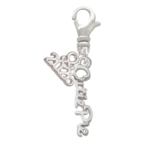 Silver Plated Small Cutie Pie Script - Silver Plated Clip on Charm with Mini Year 2026: Year to Remember Jewelry Gift - Celebrations