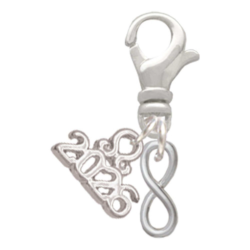 Silver Plated Mini Infinity Sign - Silver Plated Clip on Charm with Mini Year 2026: Year to Remember Jewelry Gift - Celebrations