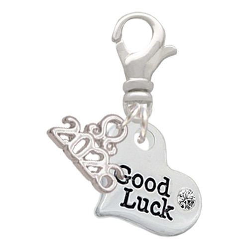 Silver Plated Small Good Luck Heart - Silver Plated Clip on Charm with Mini Year 2026: Year to Remember Jewelry Gift - Celebrations