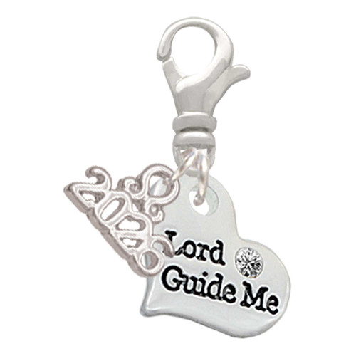 Silver Plated Small Lord Guide Me Heart - Silver Plated Clip on Charm with Mini Year 2026: Year to Remember Jewelry Gift - Celebrations