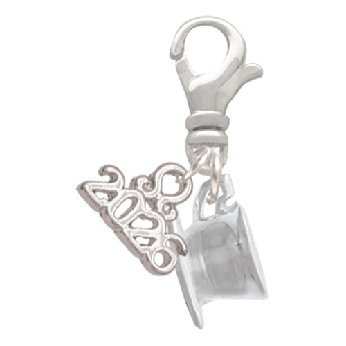 Tea Cup - Silver Plated Clip on Charm with Mini Year 2026: Year to Remember Jewelry Gift - Celebrations
