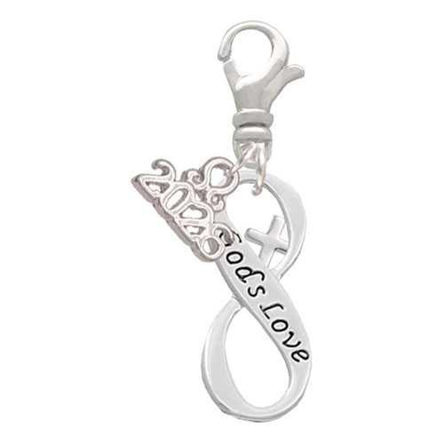 God's Love Infinity Sign - Silver Plated Clip on Charm with Mini Year 2026: Year to Remember Jewelry Gift - Celebrations