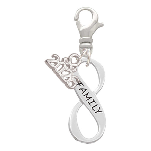 Silver Plated Family Infinity Sign - Silver Plated Clip on Charm with Mini Year 2026: Year to Remember Jewelry Gift - Celebrations