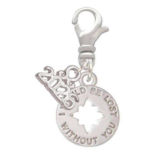 Silver Plated I would be lost without you - Silver Plated Clip on Charm with Mini Year 2026: Year to Remember Jewelry Gift - Celebrations