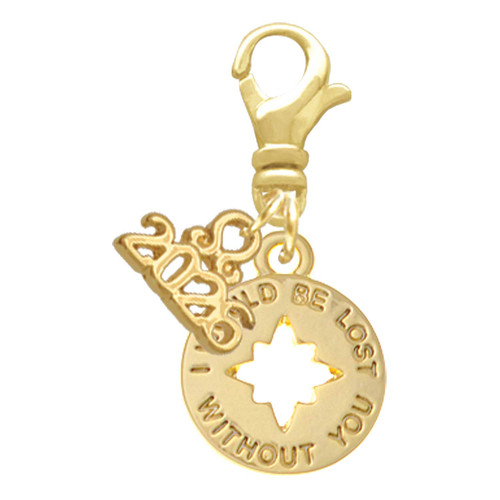 Gold-tone I would be lost without you - Gold-tone Plated Clip on Charm with Mini Year 2026: Year to Remember Jewelry Gift - Celebrations