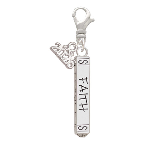 Believe Faith Prayer Hope Bar - Silver Plated Clip on Charm with Mini Year 2026: Year to Remember Jewelry Gift - Celebrations
