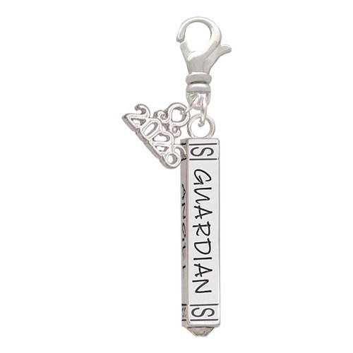 Silver Plated Guardian Angel Bar - Silver Plated Clip on Charm with Mini Year 2026: Year to Remember Jewelry Gift - Celebrations