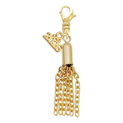 Gold-tone Small Tassel - Gold-tone Plated Clip on Charm with Mini Year 2026: Year to Remember Jewelry Gift - Celebrations