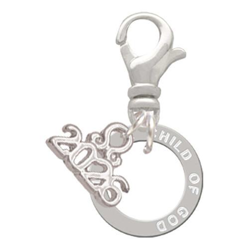 Silver Plated I am a Child of God Eternity Ring - Silver Plated Clip on Charm with Mini Year 2026: Year to Remember Jewelry Gift - Celebrations