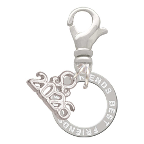 Silver Plated Best Friend Eternity Ring - Silver Plated Clip on Charm with Mini Year 2026: Year to Remember Jewelry Gift - Celebrations