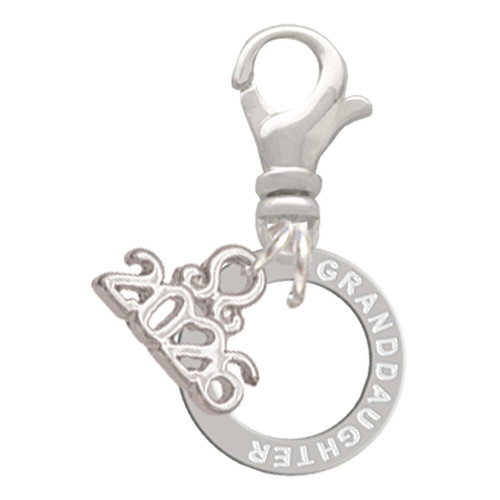Silver Plated Granddaughter Eternity Ring - Silver Plated Clip on Charm with Mini Year 2026: Year to Remember Jewelry Gift - Celebrations