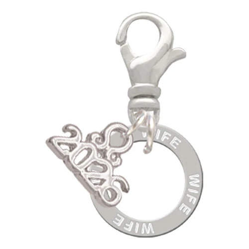 Silver Plated Wife Eternity Ring - Silver Plated Clip on Charm with Mini Year 2026: Year to Remember Jewelry Gift - Celebrations