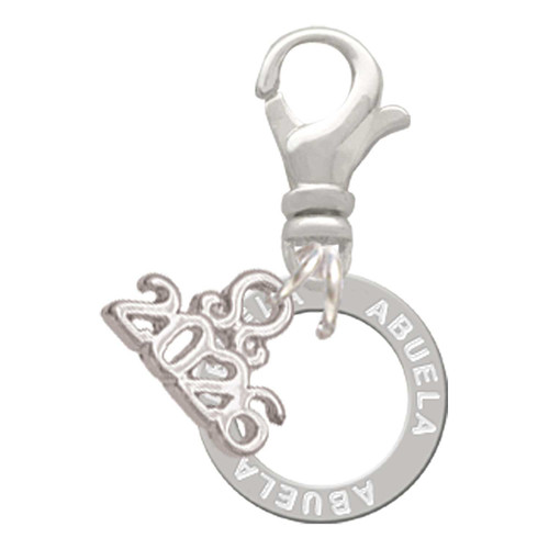 Silver Plated Abuela Eternity Ring - Silver Plated Clip on Charm with Mini Year 2026: Year to Remember Jewelry Gift - Celebrations