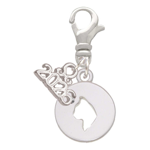Silver Plated Cat Head Silhouette - Silver Plated Clip on Charm with Mini Year 2026: Year to Remember Jewelry Gift - Celebrations