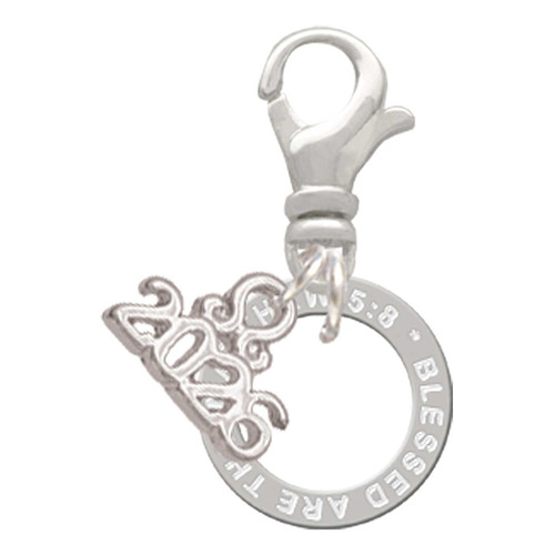 Silver Plated Matthew 5:8 Eternity Ring - Silver Plated Clip on Charm with Mini Year 2026: Year to Remember Jewelry Gift - Celebrations