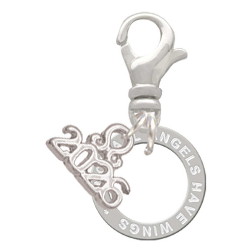Silver Plated Not All Angels Have Wings Eternity Ring - Silver Plated Clip on Charm with Mini Year 2026: Year to Remember Jewelry Gift - Celebrations