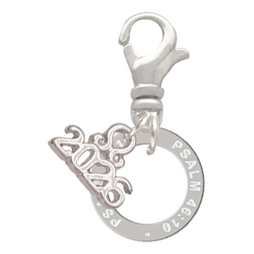 Silver Plated Psalm 46:10 Eternity Ring - Silver Plated Clip on Charm with Mini Year 2026: Year to Remember Jewelry Gift - Celebrations