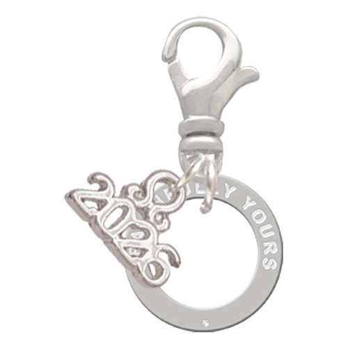 Silver Plated Faithfully Yours Eternity Ring - Silver Plated Clip on Charm with Mini Year 2026: Year to Remember Jewelry Gift - Celebrations