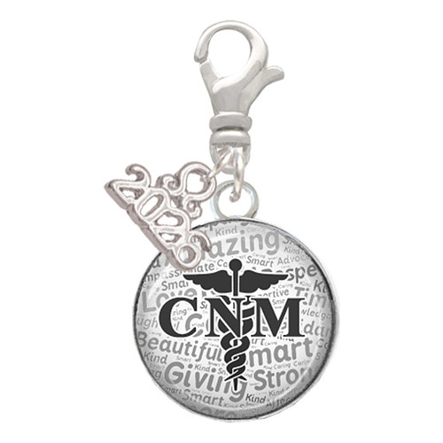 Silver Plated Domed Black CNM - Silver Plated Clip on Charm with Mini Year 2026: Year to Remember Jewelry Gift - Celebrations