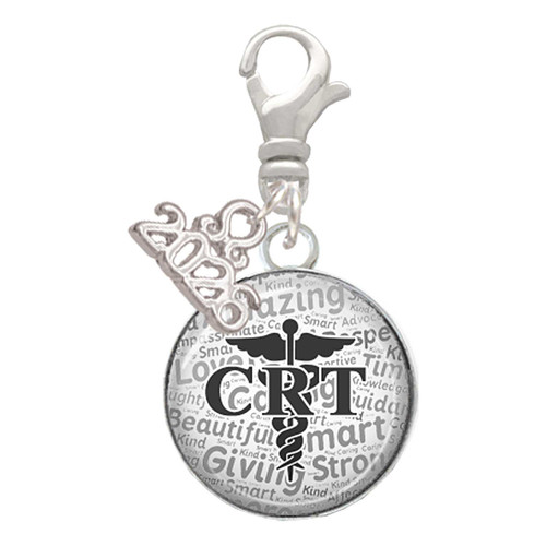 Silver Plated Domed Black CRT - Silver Plated Clip on Charm with Mini Year 2026: Year to Remember Jewelry Gift - Celebrations