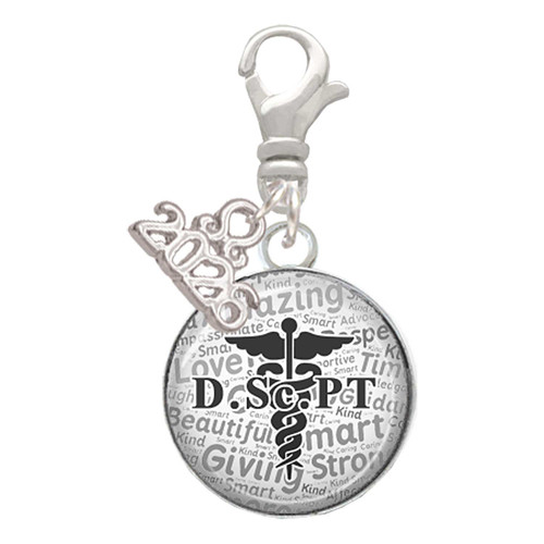 Silver Plated Domed Black DScPT - Silver Plated Clip on Charm with Mini Year 2026: Year to Remember Jewelry Gift - Celebrations