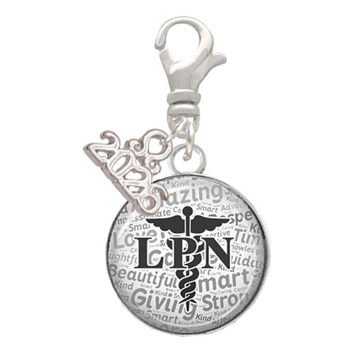 Silver Plated Domed Black LPN - Silver Plated Clip on Charm with Mini Year 2026: Year to Remember Jewelry Gift - Celebrations