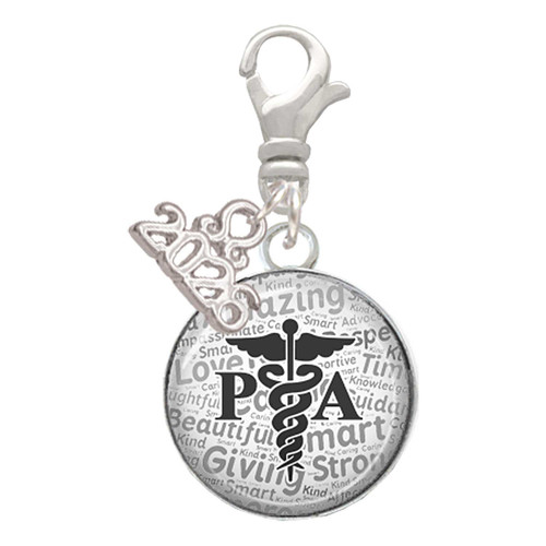 Silver Plated Domed Black PA - Silver Plated Clip on Charm with Mini Year 2026: Year to Remember Jewelry Gift - Celebrations