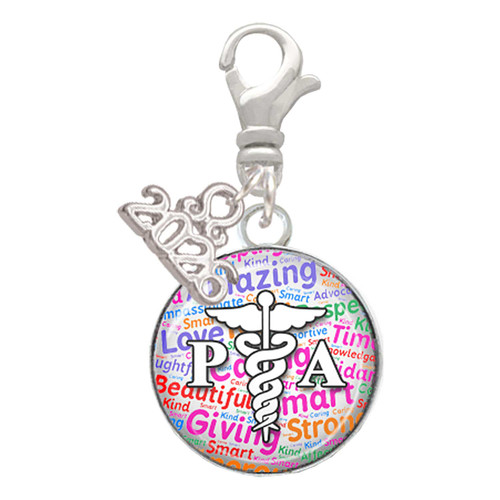 Silver Plated Domed Multi Color PA - Silver Plated Clip on Charm with Mini Year 2026: Year to Remember Jewelry Gift - Celebrations