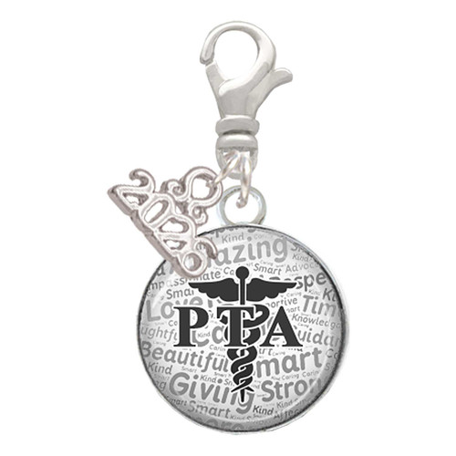 Silver Plated Domed Black PTA - Silver Plated Clip on Charm with Mini Year 2026: Year to Remember Jewelry Gift - Celebrations