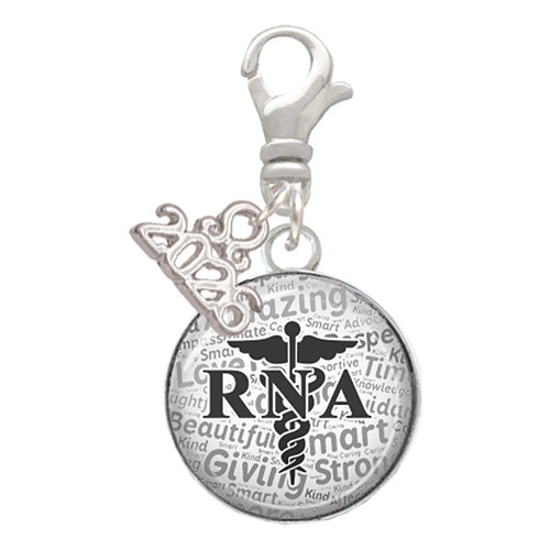 Silver Plated Domed Black RNA - Silver Plated Clip on Charm with Mini Year 2026: Year to Remember Jewelry Gift - Celebrations