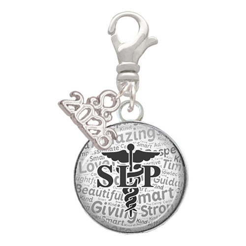 Silver Plated Domed Black SLP - Silver Plated Clip on Charm with Mini Year 2026: Year to Remember Jewelry Gift - Celebrations