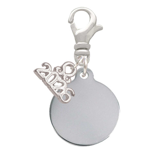 Stainless Steel Disc - Silver Plated Clip on Charm with Mini Year 2026: Year to Remember Jewelry Gift - Celebrations