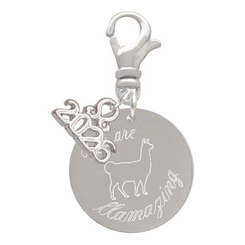 Stainless Steel You are LLAMAZING Llama Disc - Silver Plated Clip on Charm with Mini Year 2026: Year to Remember Jewelry Gift - Celebrations
