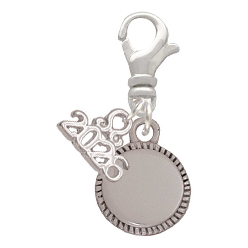 Stainless Steel 12mm Disc with Flange - Silver Plated Clip on Charm with Mini Year 2026: Year to Remember Jewelry Gift - Celebrations